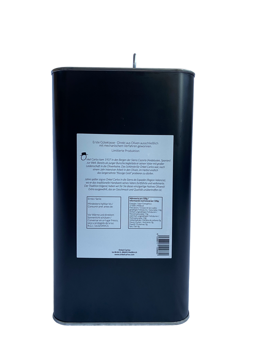 ONKEL CARLOS - Natives Olivenöl Extra 3 Liter, Ernte 2025, 100% Serrana Oliven aus Spanien