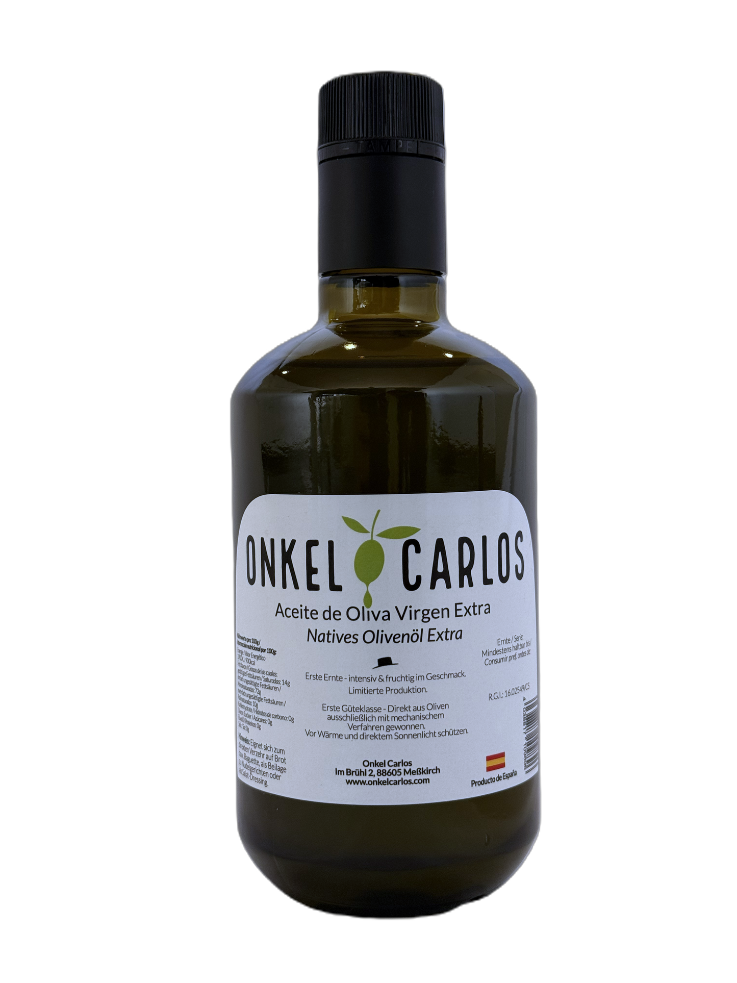 ONKEL CARLOS – Natives Olivenöl Extra 500ml | 100% Picual Oliven aus Spanien | Kaltgepresst, Fruchtig & Intensiv