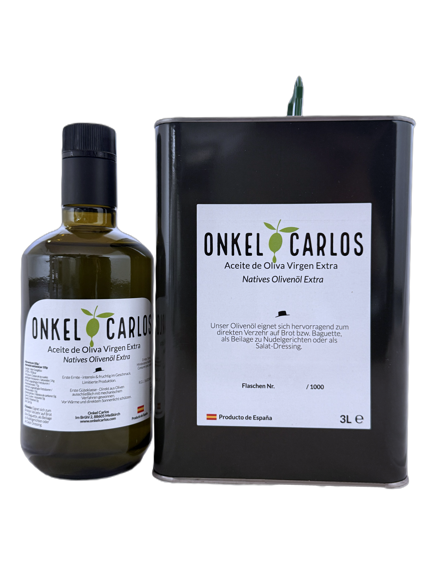 ONKEL CARLOS – Sparset: 3L Natives Olivenöl Extra + 500ml  frühe Ernte | Aromatisch | Fruchtig & Intensiv