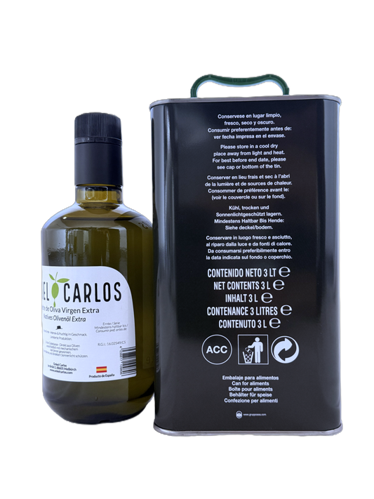 ONKEL CARLOS – Sparset: 3L Natives Olivenöl Extra + 500ml  frühe Ernte | Aromatisch | Fruchtig & Intensiv