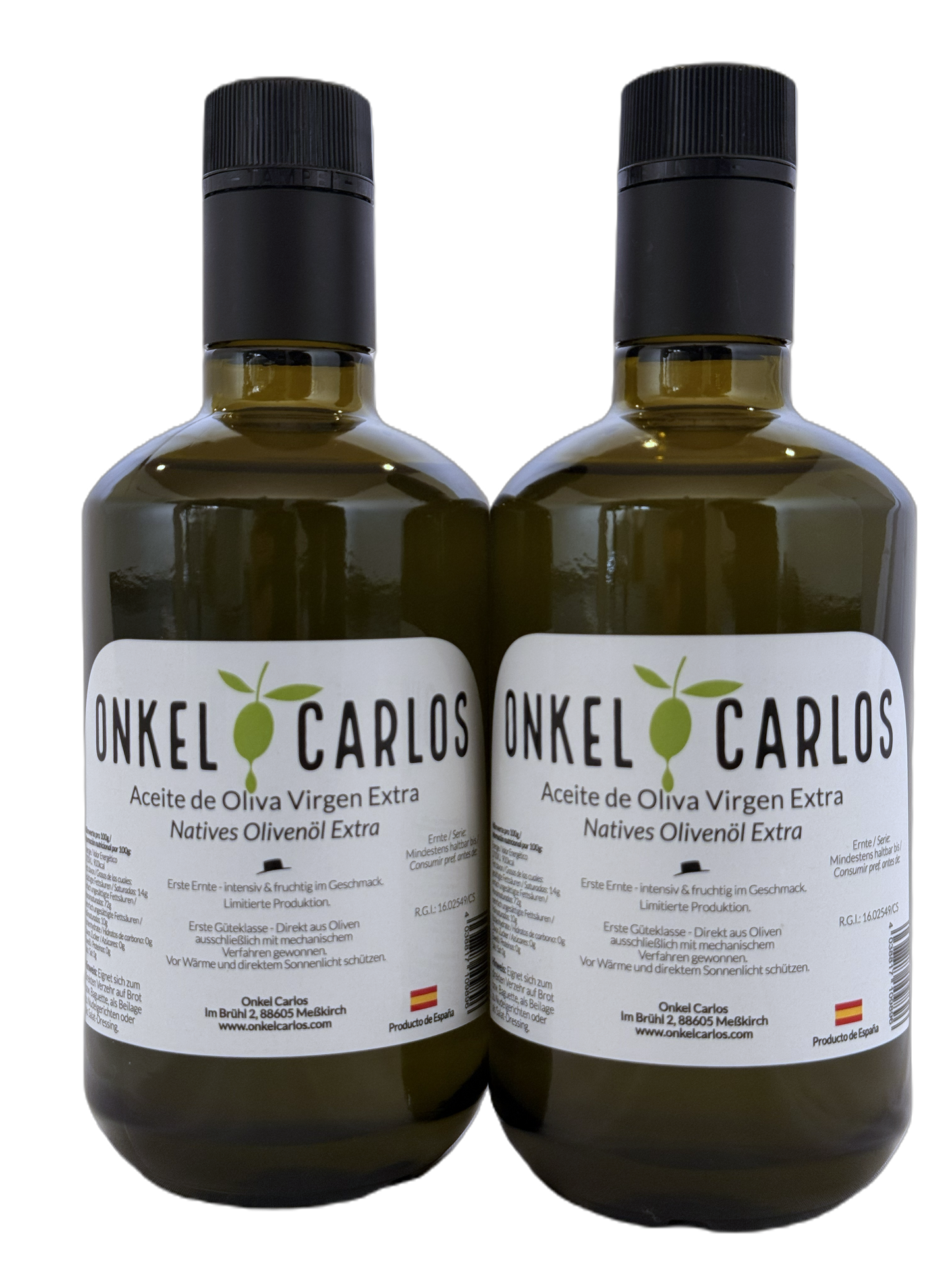 ONKEL CARLOS – Sparset: 2x Natives Olivenöl Extra 500ml | 100% Picual Oliven aus Spanien | Kaltgepresst, Fruchtig & Intensiv (1 Liter)